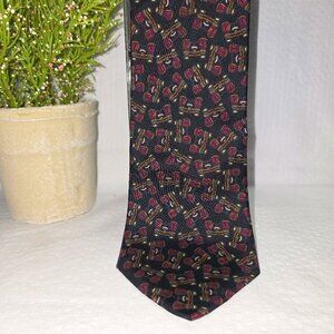 ROBERT STOCK 100% SILK TIE BLACK WITH BINOCULARS TRADITIONAL